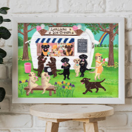 Lab Licks Ice Cream Labradors ポスター