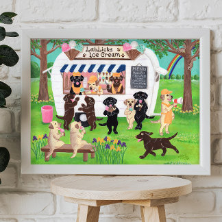 Lab Licks Ice Cream Labradors ポスター