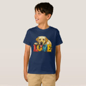 Lab Love Labrador Illustration | Boy's Dog Graphic Tシャツ (正面フル)