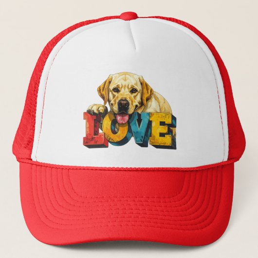 Lab Love Labrador Illustration | Dog Lover Graphic キャップ (正面)