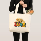 Lab Love Labrador Illustration | Dog Lover Graphic ラージトートバッグ (正面(商品))