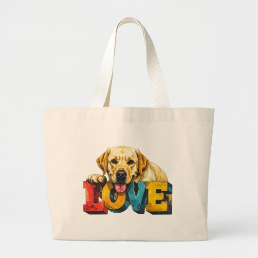 Lab Love Labrador Illustration | Dog Lover Graphic ラージトートバッグ (正面)