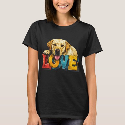 Lab Love Labrador Illustration | Dog Lover Graphic Tシャツ (正面)