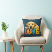 Lab Love Labrador Illustration Teal Blue Dog Lover クッション (椅子)