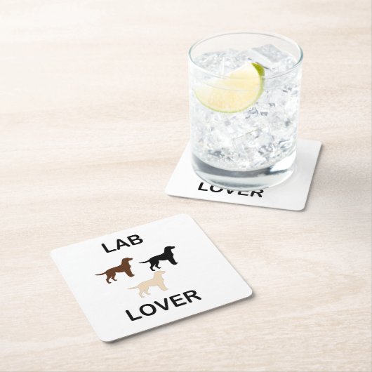 Lab Loverのすべての色のシルエット スクエアペーパーコースター (インサイチュ)