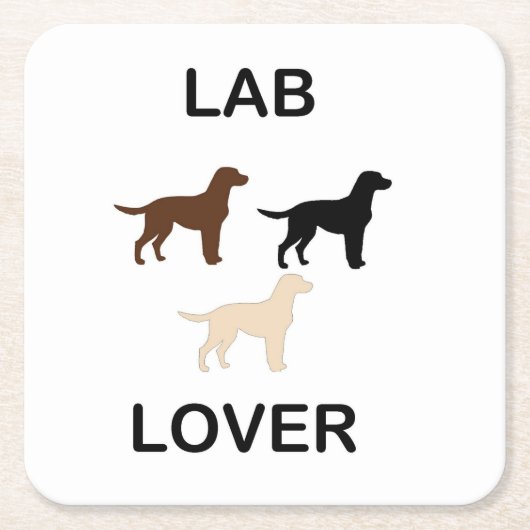 Lab Loverのすべての色のシルエット スクエアペーパーコースター (正面)