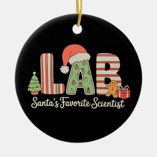Lab Santas お気に入りの Scientist Christmas Laboratory セラミックオーナメント (正面)
