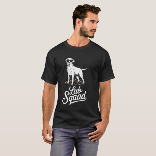Lab Squad - Cool Minimalist Labrador Retriever Dog Tシャツ (正面フル)