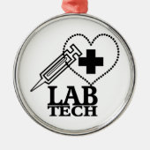 LAB TECHハートシリンジロゴ医療研究所SC メタルオーナメント (正面)