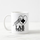 LAB TECHハートシリンジロゴ – ラボラトリ科学者 コーヒーマグカップ (左)