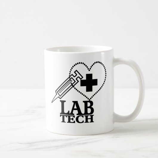 LAB TECHハートシリンジロゴ – ラボラトリ科学者 コーヒーマグカップ (右)