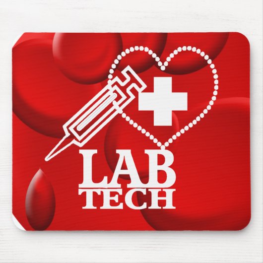 LAB TECHハートシリンジロゴ – ラボラトリ科学者 マウスパッド (正面)