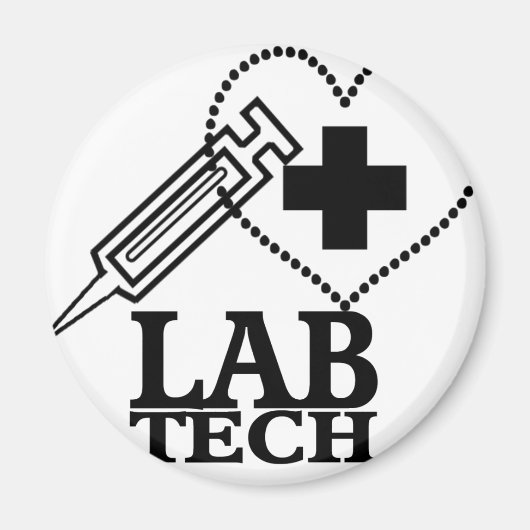 LAB TECHハートシリンジロゴ – ラボラトリ科学者 マグネット (正面)