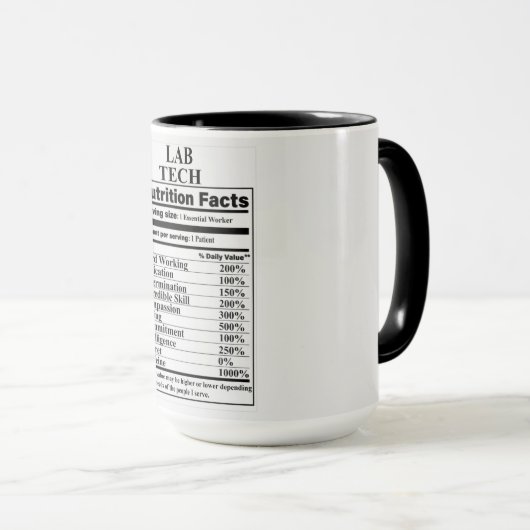 Lab Tech Nutrition Facts マグカップ (正面右)