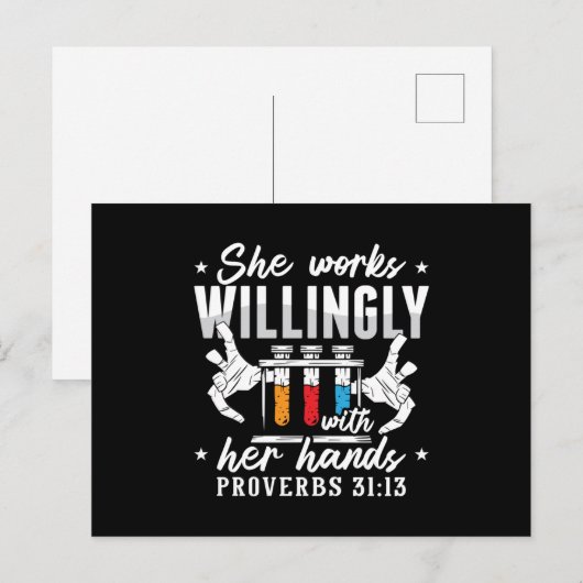 Lab Tech She Works Willingly Laboratory Technician ポストカード (正面/裏面)