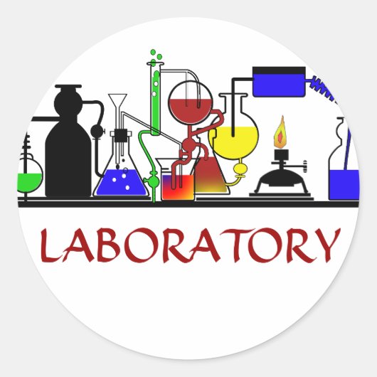 LAB WARE - LABORATORY GLASSWARE SETUP ラウンドシール (正面)