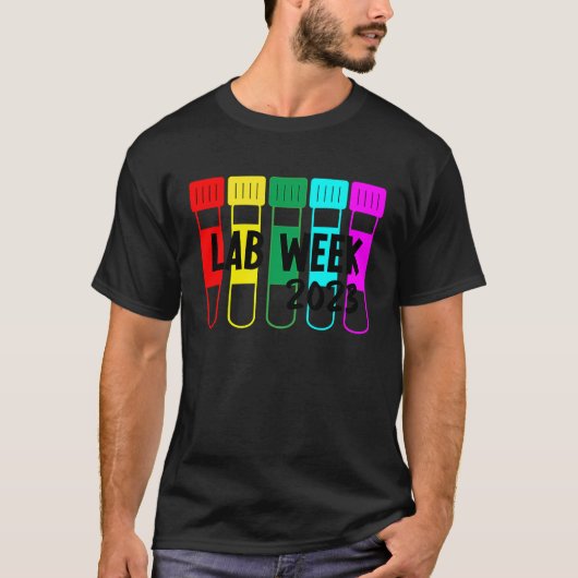 Lab Week 2023科学者カラフルおもしろいLab Week Tシャツ (正面)