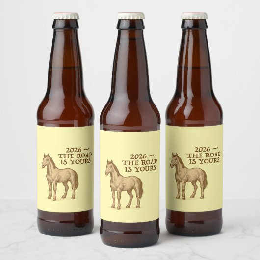 Label Sets with motivational text and horse ビールラベル (ボトル)