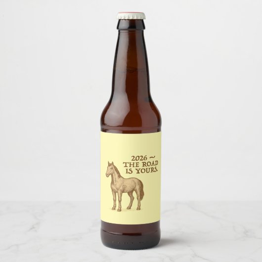 Label Sets with motivational text and horse ビールラベル (正面)