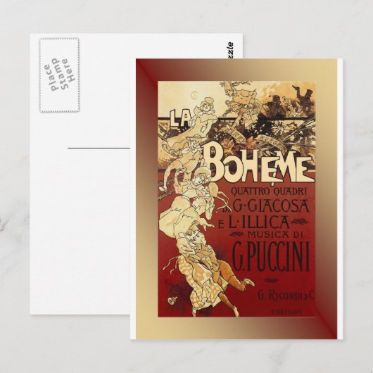 LaBoheme to Puccini Opera 1896 w/Background ポストカード (正面/裏面)