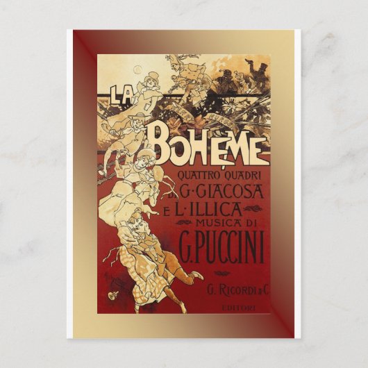 LaBoheme to Puccini Opera 1896 w/Background ポストカード (正面)