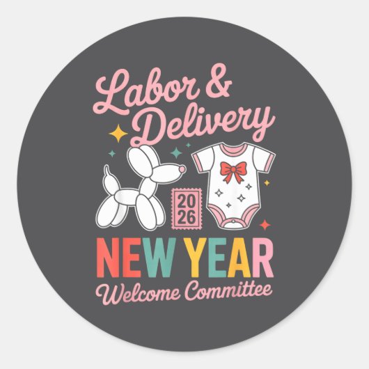 Labor &amp; Delivery 2026 New Year Welcome Committ ラウンドシール (正面)