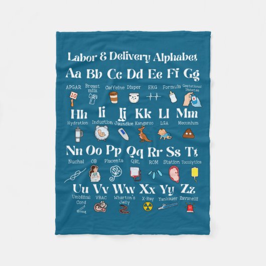 Labor And Delivery Alphabet Nurse New Nurse Gradua フリースブランケット (正面)
