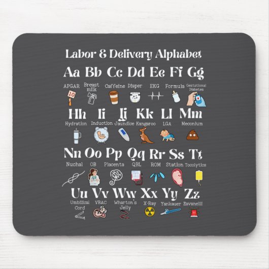 Labor And Delivery Alphabet Nurse New Nurse Gradua マウスパッド (正面)