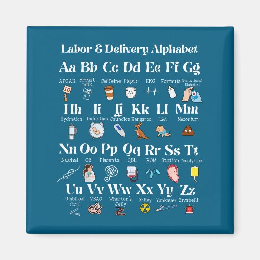 Labor And Delivery Alphabet Nurse New Nurse Gradua マグネット (正面)