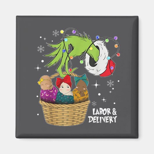 Labor And Delivery Nurse Christmas Lights Snowflak マグネット (正面)