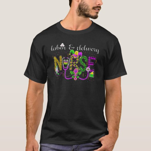 Labor And Delivery Nurse L & D Nurse Mardi Gras 20 Tシャツ (正面)