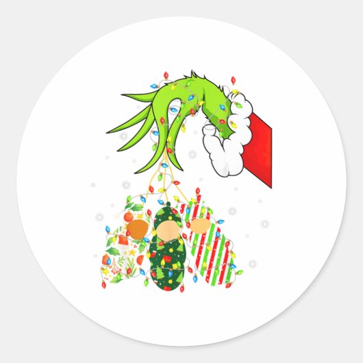 Labor And Delivery Nurse Merry Christmas Xmas Ligh ラウンドシール (正面)