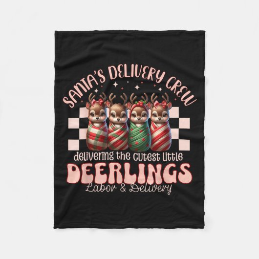 Labor And Delivery Reindeer Swaddle Christmas L&am フリースブランケット (正面)