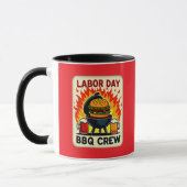 Labor Day BBQ Crew Flame Grill Shirt – Worker Holi マグカップ (左)
