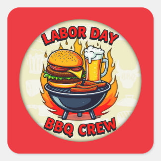 Labor Day BBQ Crew Grill Shirt – Holiday Barbecue スクエアシール