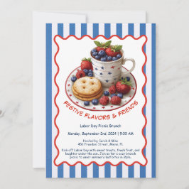 Labor Day Brunch招待状 – ペストリー&フルーツ 招待状