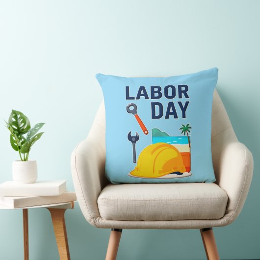 Labor Day Construction Worker Helmet Design クッション (椅子)