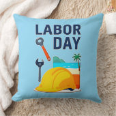 Labor Day Construction Worker Helmet Design クッション (ブランケット)