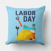 Labor Day Construction Worker Helmet Design クッション (正面)