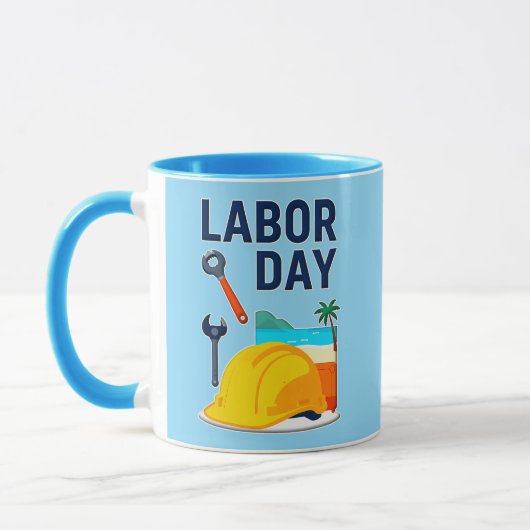 Labor Day Construction Worker Helmet Design マグカップ (左)