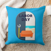 Labor Day Minimal Worker Relax Design クッション (ブランケット)