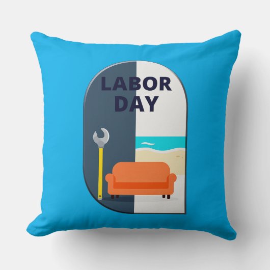 Labor Day Minimal Worker Relax Design クッション (正面)