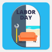 Labor Day Minimal Worker Relax Design スクエアシール (正面)