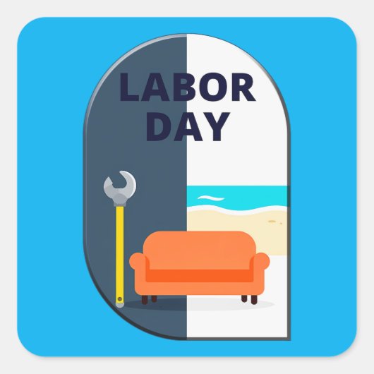 Labor Day Minimal Worker Relax Design スクエアシール (正面)
