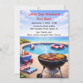Labor Day Pool Party Red White and Blue Invitation 招待状 (正面)