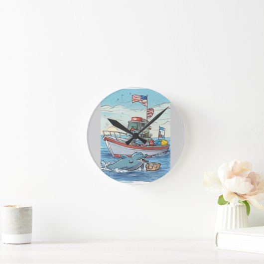 Labor Day Splash ラウンド壁時計 (ホーム)