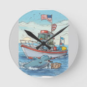 Labor Day Splash ラウンド壁時計 (正面)