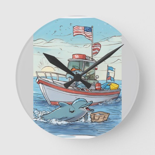 Labor Day Splash ラウンド壁時計 (正面)