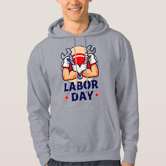 Labor Day Strong Worker Hands Illustration パーカ (正面)