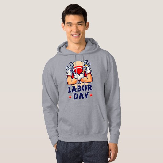 Labor Day Strong Worker Hands Illustration パーカ (正面フル)